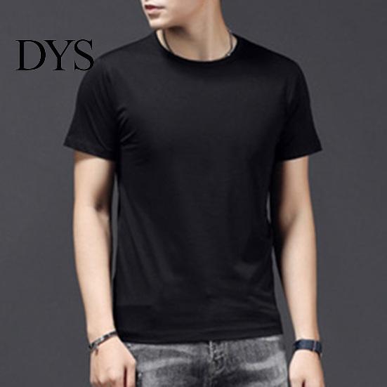 Short Sleeve Men Top Summer T-shirt Plus Size Solid Color Round Neck Inner Sleeves Mid Length Good Breathability Pullover Bottoming Shirt