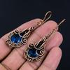 Lavish Blue Topaz Gemstone Handmade Pure Copper Wire Wrapped Earrings Jewelry For Love