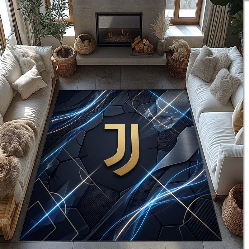 Juventus FC bedruckter Flanell-Teppich rutschfest weicher Polyester-Bodenbelag Indoor-Dekormatte für Schlafzimmer Wohnzimmer Sofa