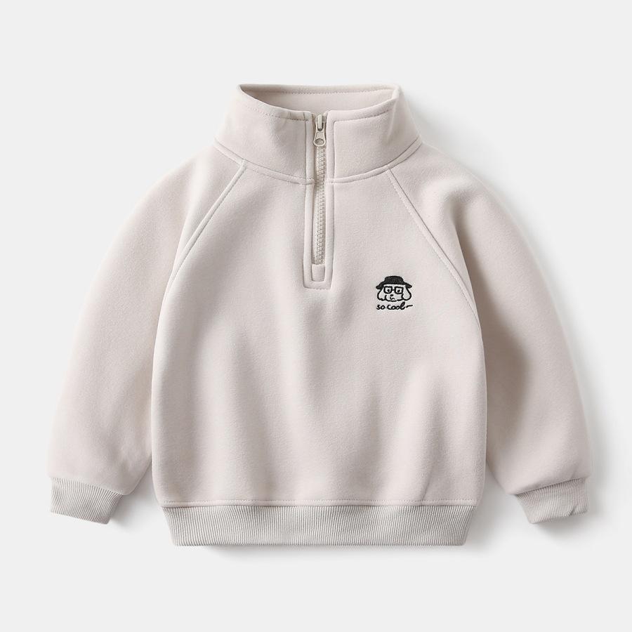 Pulover din fleece pentru copii 2026 nou băieți toamnă și iarnă jachetă caldă din fleece fermoar bebeluș guler înalt pulover la modă