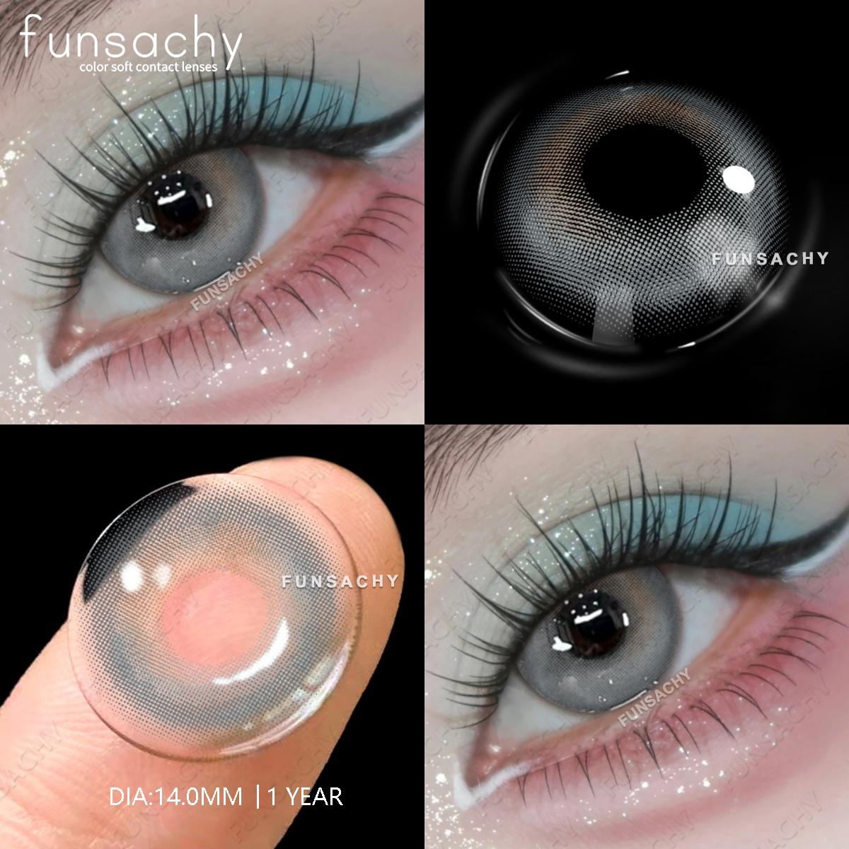 

FUNSACHY 1 пара зеленых контактных линз для глаз, натуральный серый зрачок, модные косметические цветные мягкие контактные линзы, линзы для макияжа