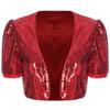 Women Glitter Sequin Cardigan Cropped Jacket Short Sleeve Open Front Fully Lined Stylish Club Cover Up