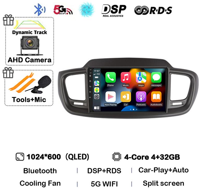 

Android 14 WIFI+4G Автомагнитола для Kia Sorento 3 2015 2016 2017 2018 Carplay Auto GPS Мультимедийный плеер Стерео 360 Камера Аудио BT