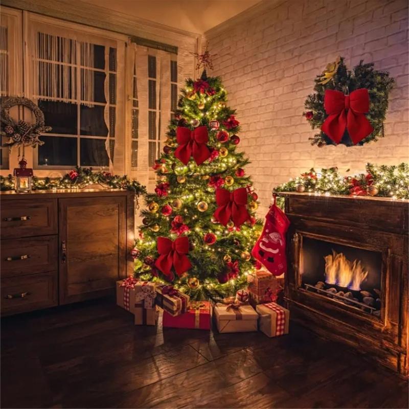 3Pcs Soft Velvety Fabric Bowknot Ornament Christmas Tree Bowknot Decoration For Mantels Wedding Festival Celebration
