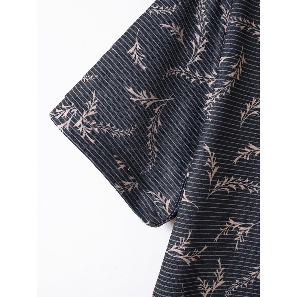 Men's Striped Printed Lapel Short Sleeved Polo Shirt