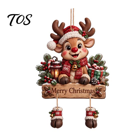 Rustic Xmas Wall Plaque Christmas Wooden Hanging Sign, Decorative with Hemp Rope, 2D Gift for Friends Flat Tree Pendant Holiday Home Door Fireplace