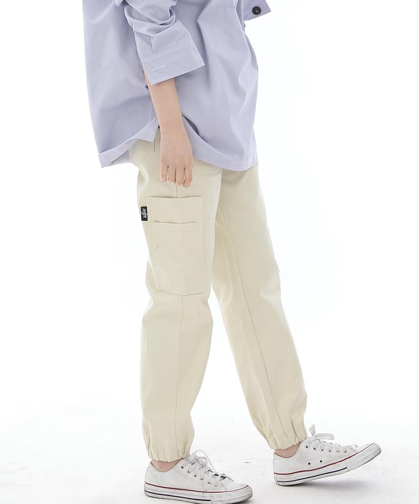 Seinteukeulu Straight Two-Layer Cargo Jogger Pants St2-309Cj Cream