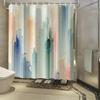 Cortina de Ducha Abstracta Paisaje Urbano Acuarela 1 Pieza Con 12 Ganchos Para Baño Decoración del Hogar Poliéster Impresión Plana 2D 70.8X70.8 Pulgadas