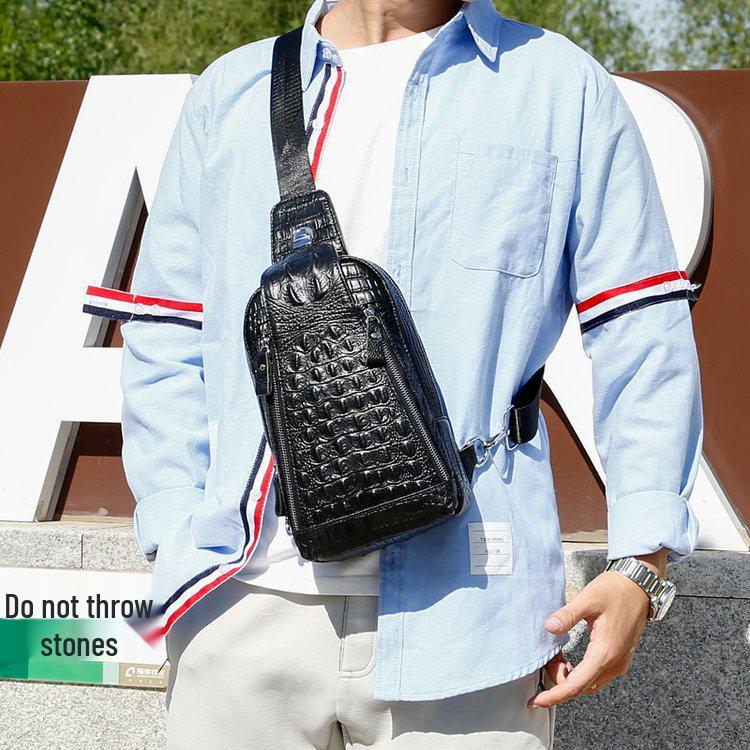 2023 Trendige Herren Echtleder Krokodilmuster Umhänge- Brusttasche