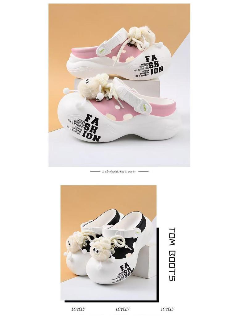 Children's Summer Closed-Toe EVA Sandals - Girls' Outdoor and Beach Slippers with Heel