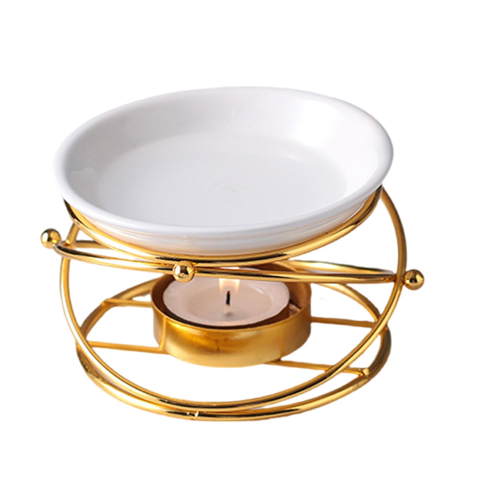 

Металлическая масляная горелка Золотой керамический аромадиффузор для дома Безопасный и простой в очистке для комнат для йоги и спа-зоны для релаксации