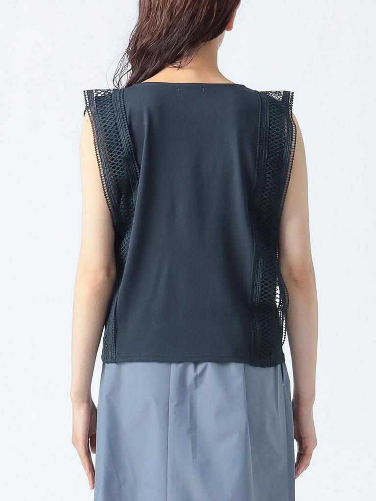 Beams Heart Tee Lace Sleeveless Pullover Navy One Size S/S Women's