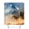 Wolf Silhouette Shower Curtain Black White Howling Thunderstorm Animal Moon Light Mystic Decor Bathroom Set Waterproof With Hook