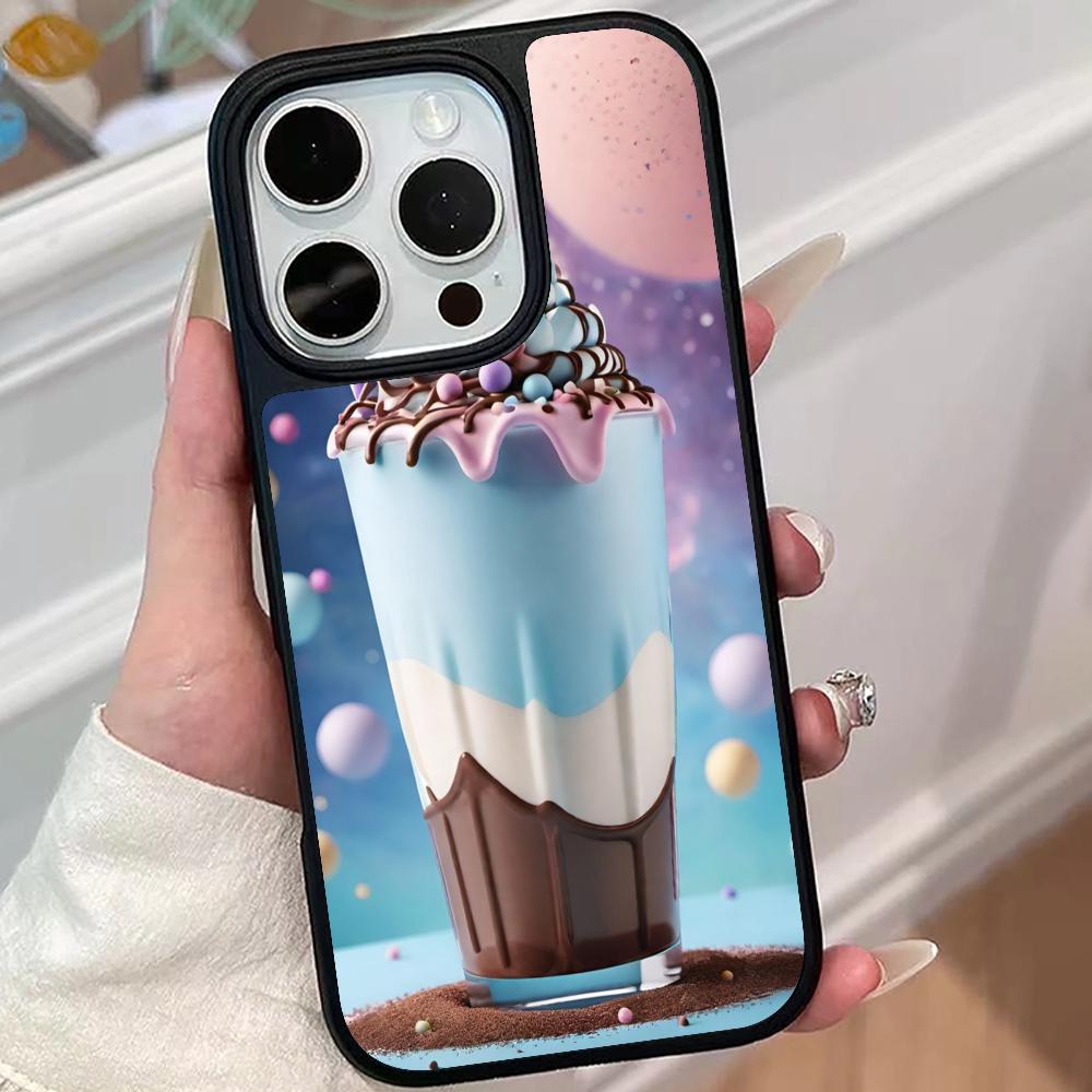 Milkshake Icecream Mobile Phone Case for iPhone 17 16 15 14 13 12 11 Air Pro Max Plus Matte Surface Colorful Cover Luxury Pretty