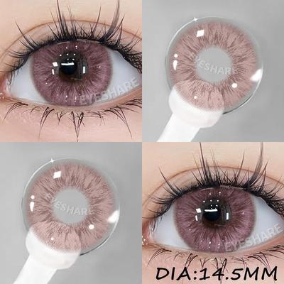 Lentes de contacto de color rosa para ojos, 1 par, lentes de contacto de color marrón natural, lentes de contacto suaves y cosméticas para ojos, pupilas de belleza, lentes de contacto puras