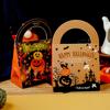 Halloweenské krabičky na sladkosti 5 ks Kreslená krabička, Oboustranný potisk Krabička na pamlsky a dárky s uchem, Sváteční suvenýr Sáček na sušenky a čokoládu pro děti, Večírek