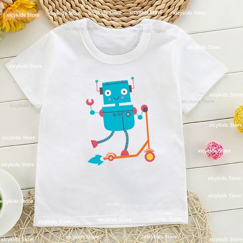 Tshirt for Boysgirls Cartoon Robot Graphic Printed Toddler Tshirt Fashion Harajuku Boys Girls Universal Clothing Dropshipping