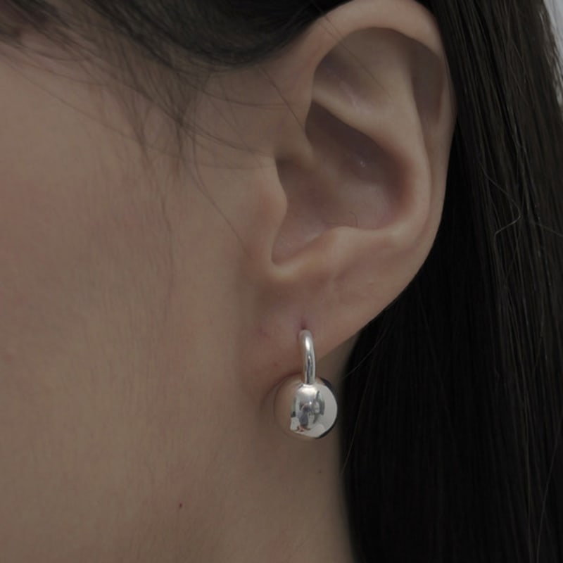 Less Is More Silver Ball One Touch Earring