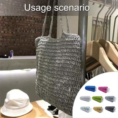 200g/Roll Metallic Crochet Thread Sparkling Silver Polyester Yarn for Knitting Weaving Making Bag Keychain Charm
