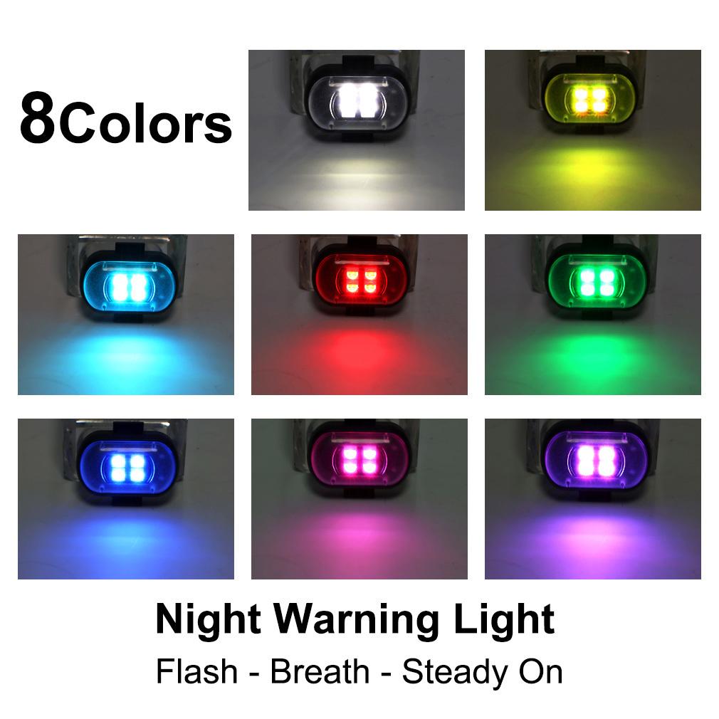 6Pcs RGB Led Car Strobe Lights Motorcycle LED Flash Position Wireless Light 8 Colors Aircraft Airplane Helicopter Warning Lights Accessories