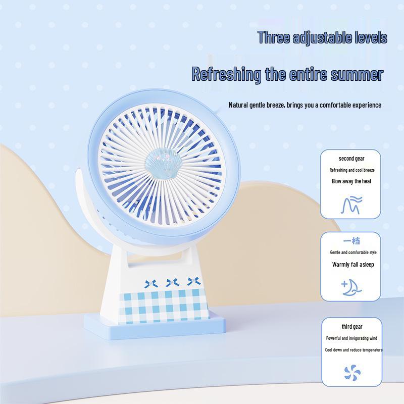 

Portable USB Rechargeable Cartoon Fan for Dorms, Offices, and Outdoors 500mAh + 3-Speed Adjustment