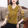 Fashion Long Sleeve Mom Blouse Doll Collar Print Slim Fit For Spring Autumn