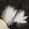 White Swan Feather Faux Pearl Hairpin Headwear Ballet Style Stage Performance Side Clip Girl Party Hair Accessories Gifts