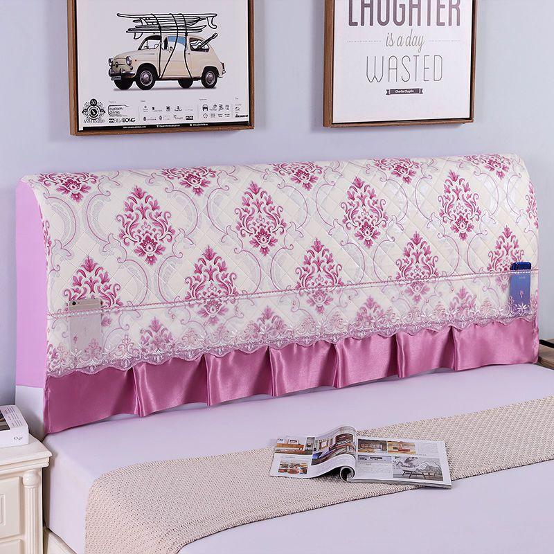 Stretchy Quilted Bed Head Cover With Lace Storage Wrinkle-resistant And All-inclusive