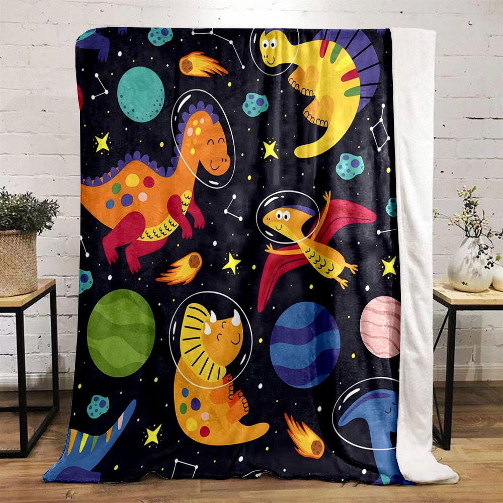 Space Dino Adventure print blanket soft and cozy perfect for the living room bed sofa or a nap,gift