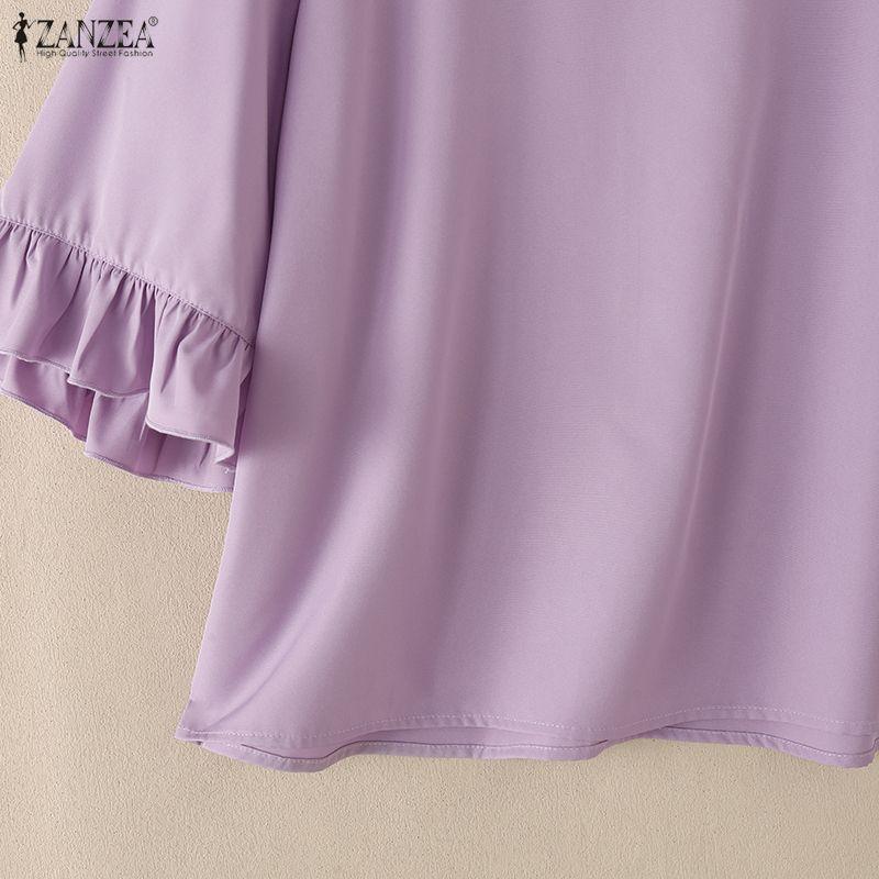 ZANZEA Camicetta casual da donna, girocollo, tinta unita, ampia, con maniche a 3/4