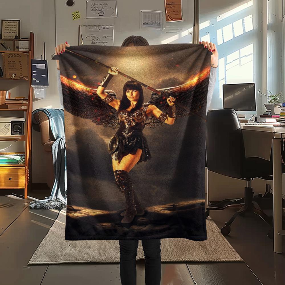 1PC Xena Warrior Print Flannel Blanket, High Quality Comfortable for All Seasons, Home Decor, Warmth and Comfort, Perfect for Christmas Gifts251