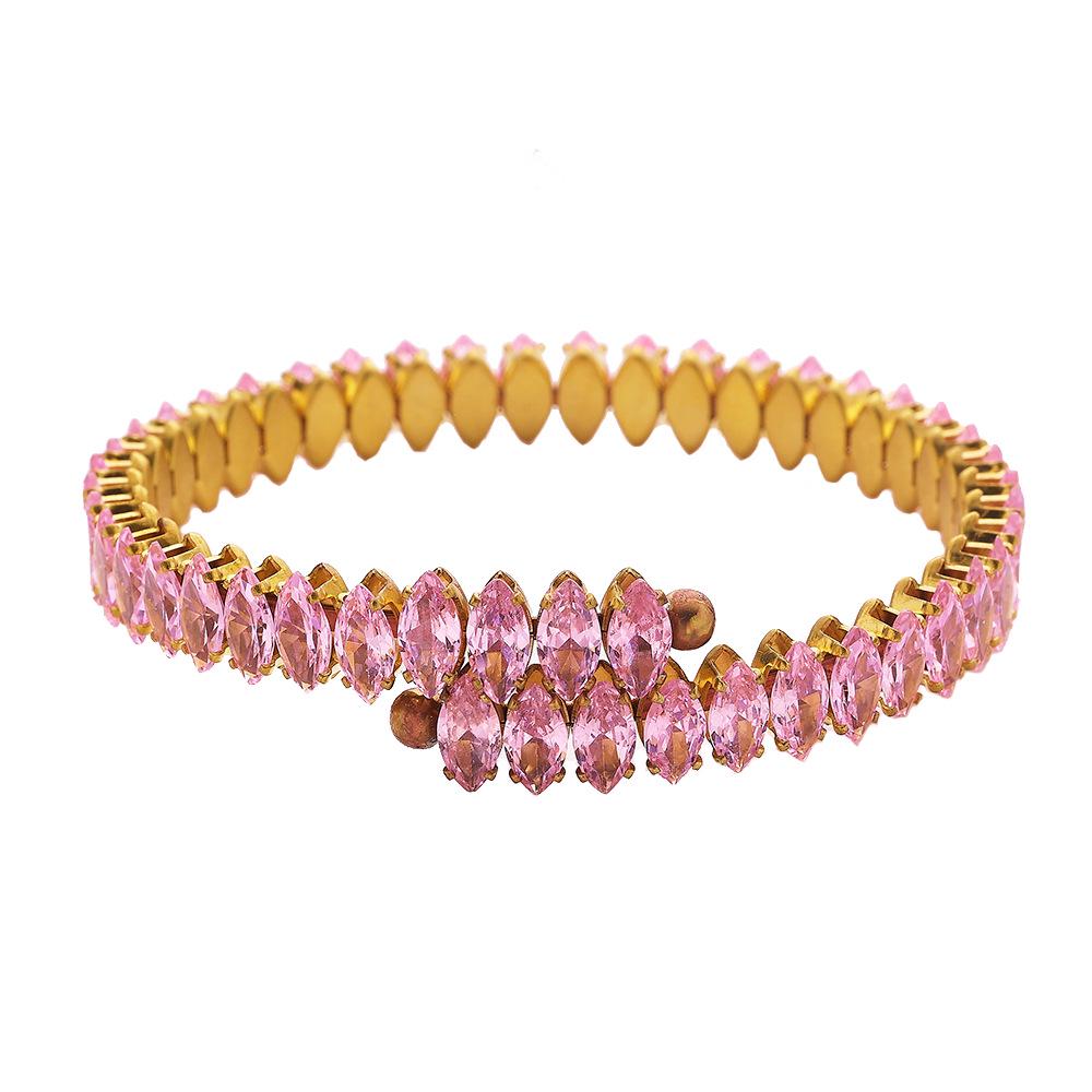 High-End European  American INS Adjustable Stainless Steel Bracelet with Colored Zirconium  Titanium Steel