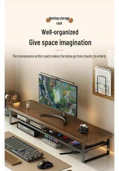 Adjustable Computer Monitor Stand & Desktop Storage Shelf