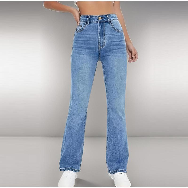 New Women's Hot Jeans Slimming European and American Style Casual Versatile High Waist Washed Denim Trousers for Women