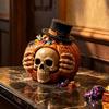 Skeleton Pumpkin Candy Jar Skull Pumpkin Dining Table Decoration Resin Gothic Skeleton Pumpkin Bowl Halloween Cookie Jar