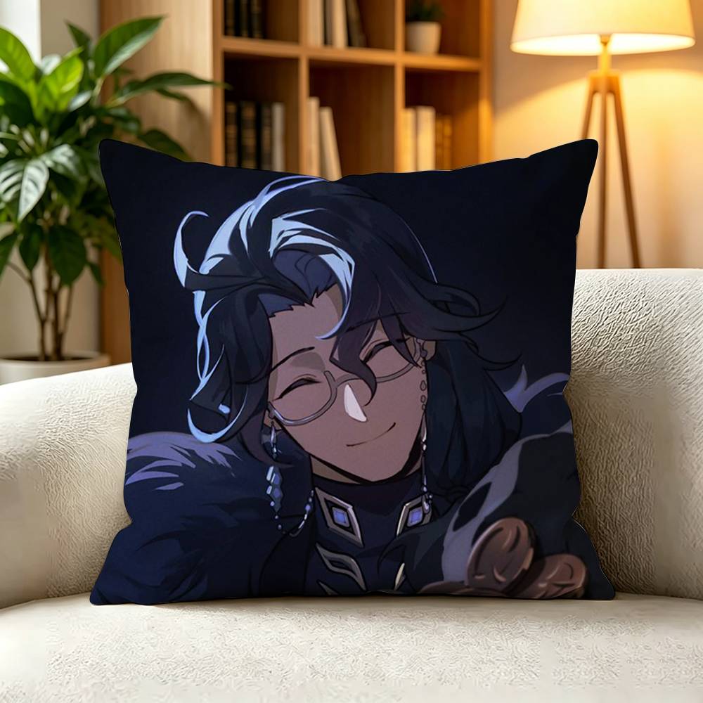 PPopular Genshin Impact Fatui Pillow Case Square DoubleSided Sofa Cushion Cover Bedroom Bedside Pillow