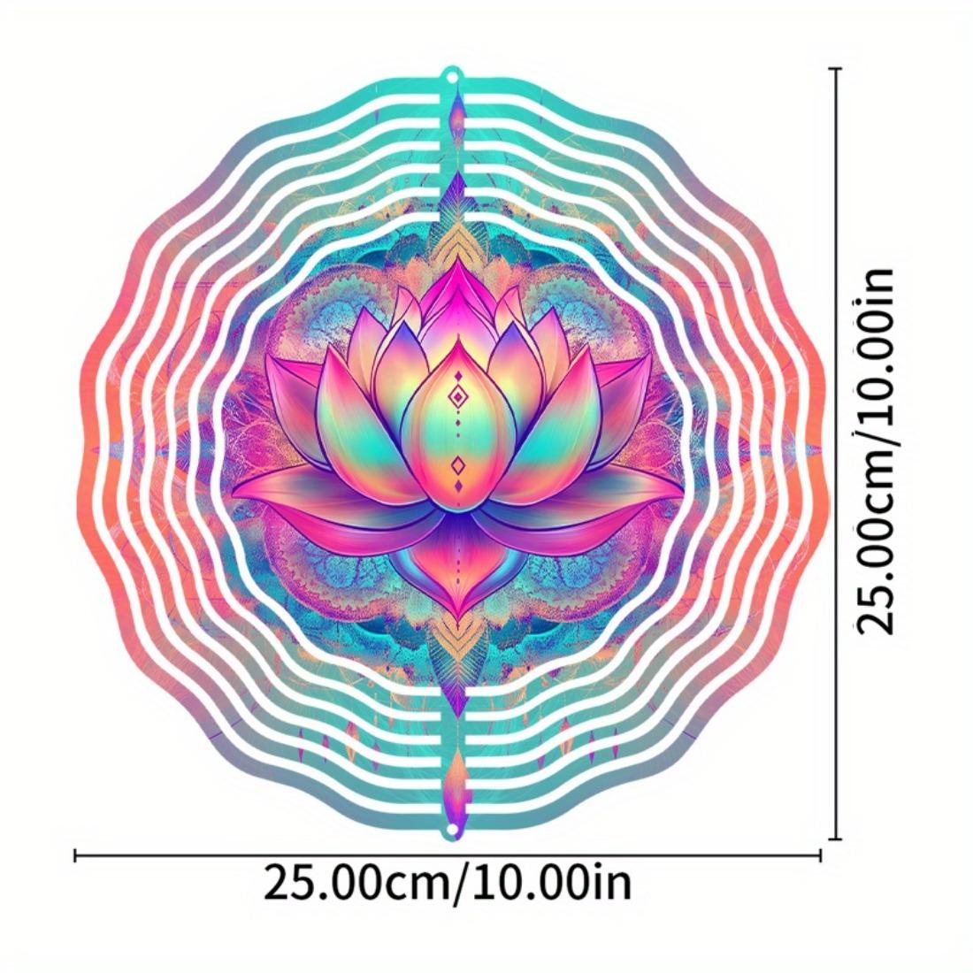 

10-дюймовый колокольчик ветра с принтом цветка мандалы в богемном стиле, работающий без батареек, вращающийся динамический эффект добавляет жизненной силы в декор уличного сада 01A