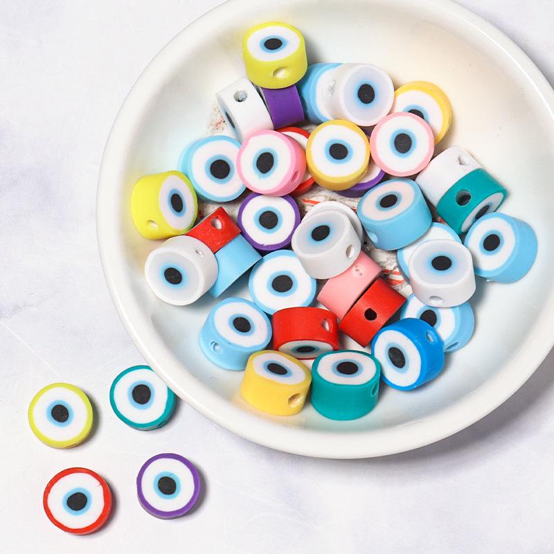 50 pcs Polymer Clay Animal & Fruit Style Mixed Color Flat Round Beads for DIY Bracelet Jewelry