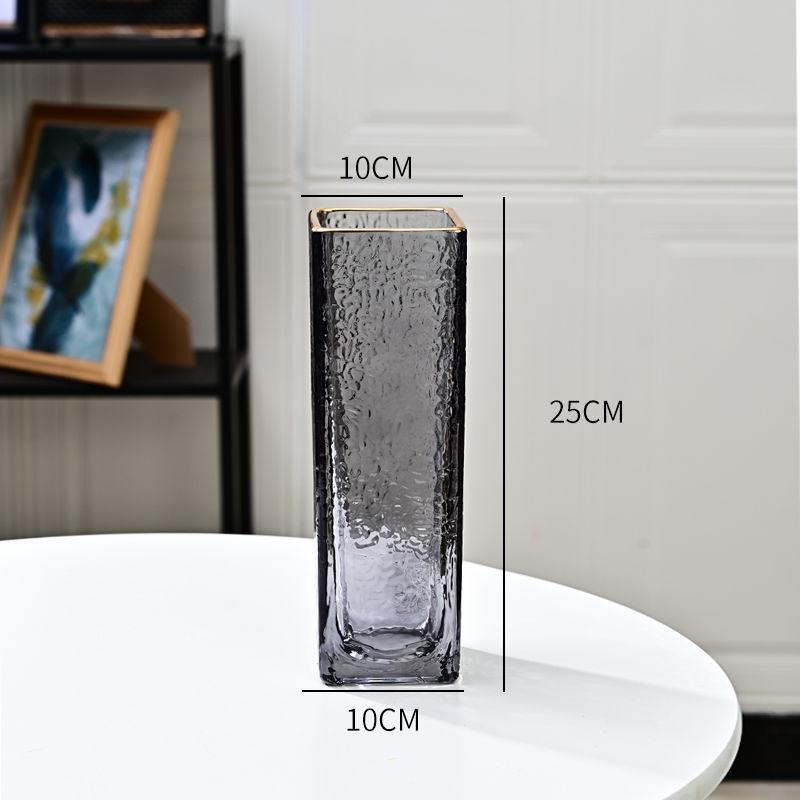 Thickened Square Glass Vase for Fresh Flowers - Elegant Hydroponic Floral Container for Living Room & Dining Table Decor