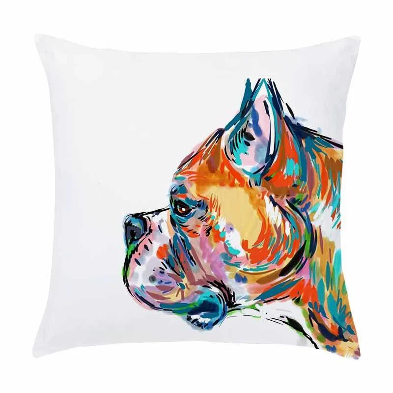 Customizable Home Square Soft Sofa Bed Pillow Cover Painted Dog Decorative Cartoon Puppy
