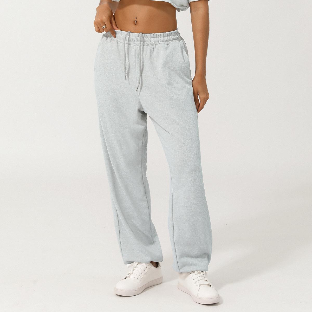 Women s High Waist Drawstring Sweatpants Loose Straight Leg Casual Jogger Pants with Pockets S