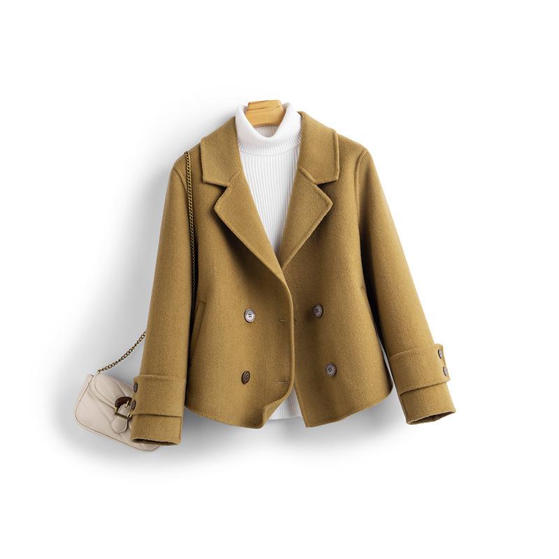 

Двустороннее шерстяное пальто женское короткое черное с отложным воротником Низи осенне-зимнее новое шерстяное пальто тренд XL