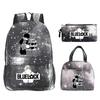 3 Piece School Backpack Set for Students Large Capacity Oxford Cloth Schoolbag with Shoulder Strap and Pencil Case