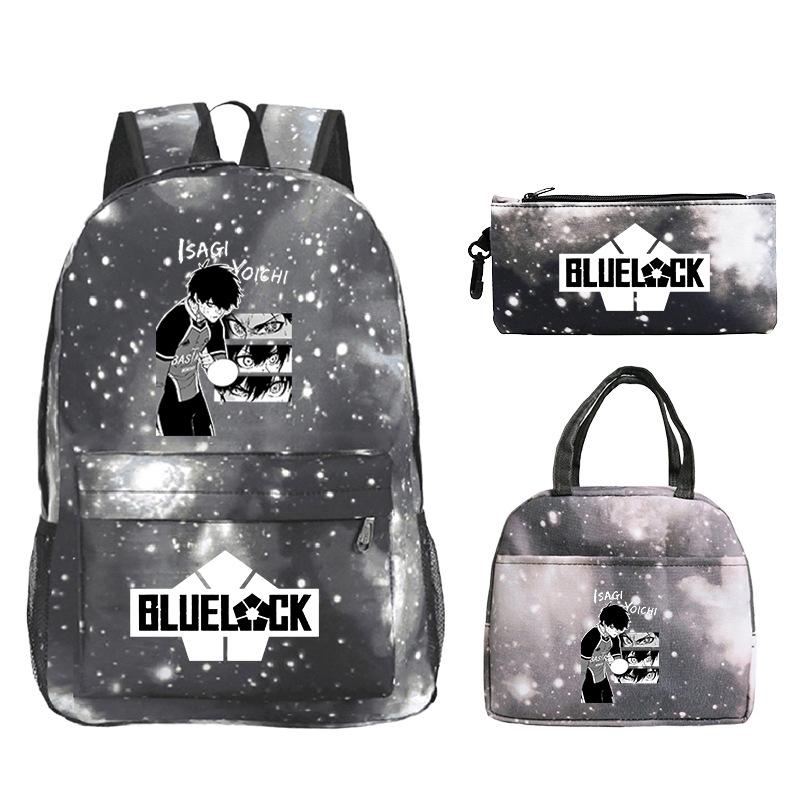 3 Piece School Backpack Set for Students Large Capacity Oxford Cloth Schoolbag with Shoulder Strap and Pencil Case
