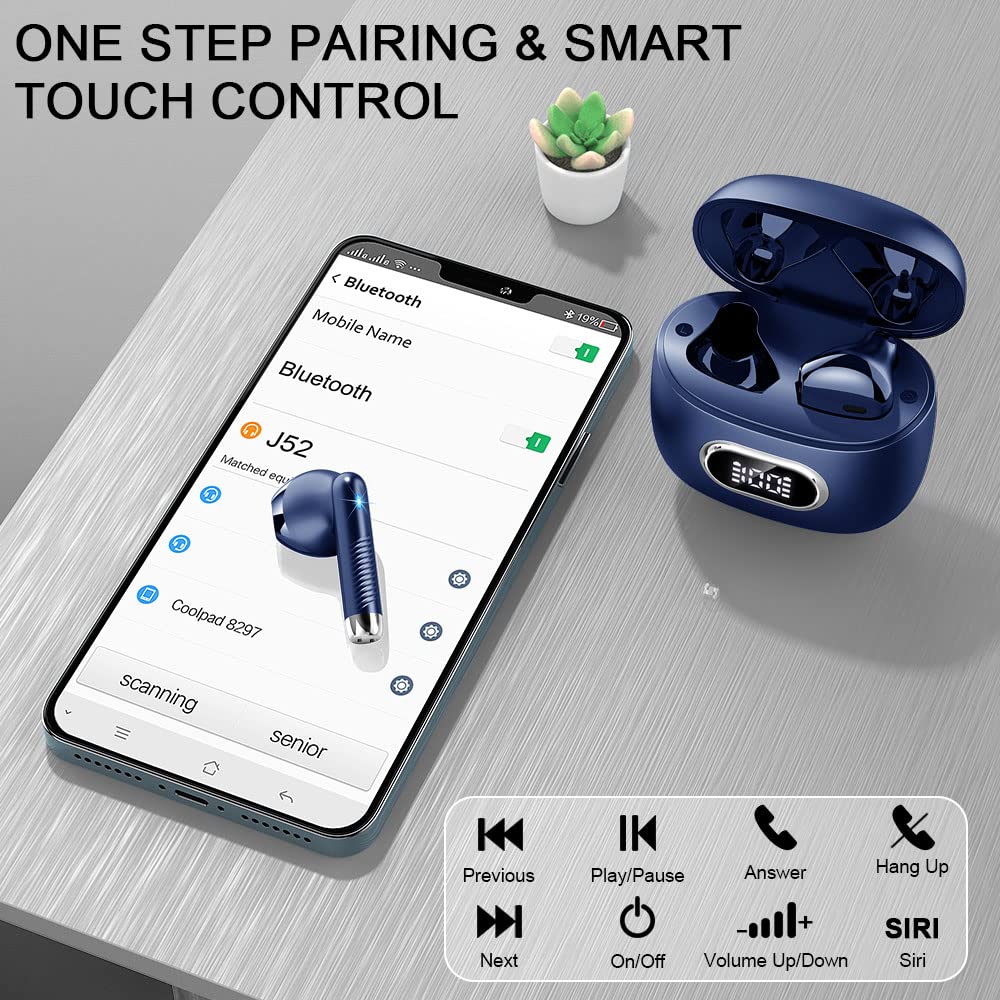 Bluetooth Wireless Earbuds Hottest Bluetooth Earphones with 42 Hours of Bluetooth Automatic IPX7 ENC Noise Sound Fast LED Compact and Compatible with