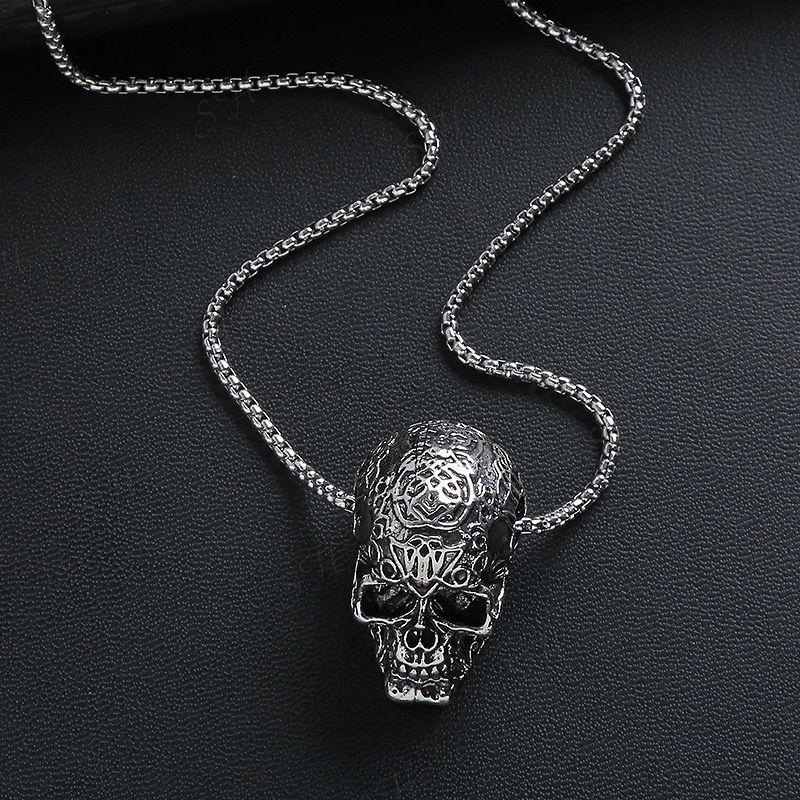 Gothic Ghost Skull Dragon Head Necklace, Punk Rock Men's & Kid's Jewelry