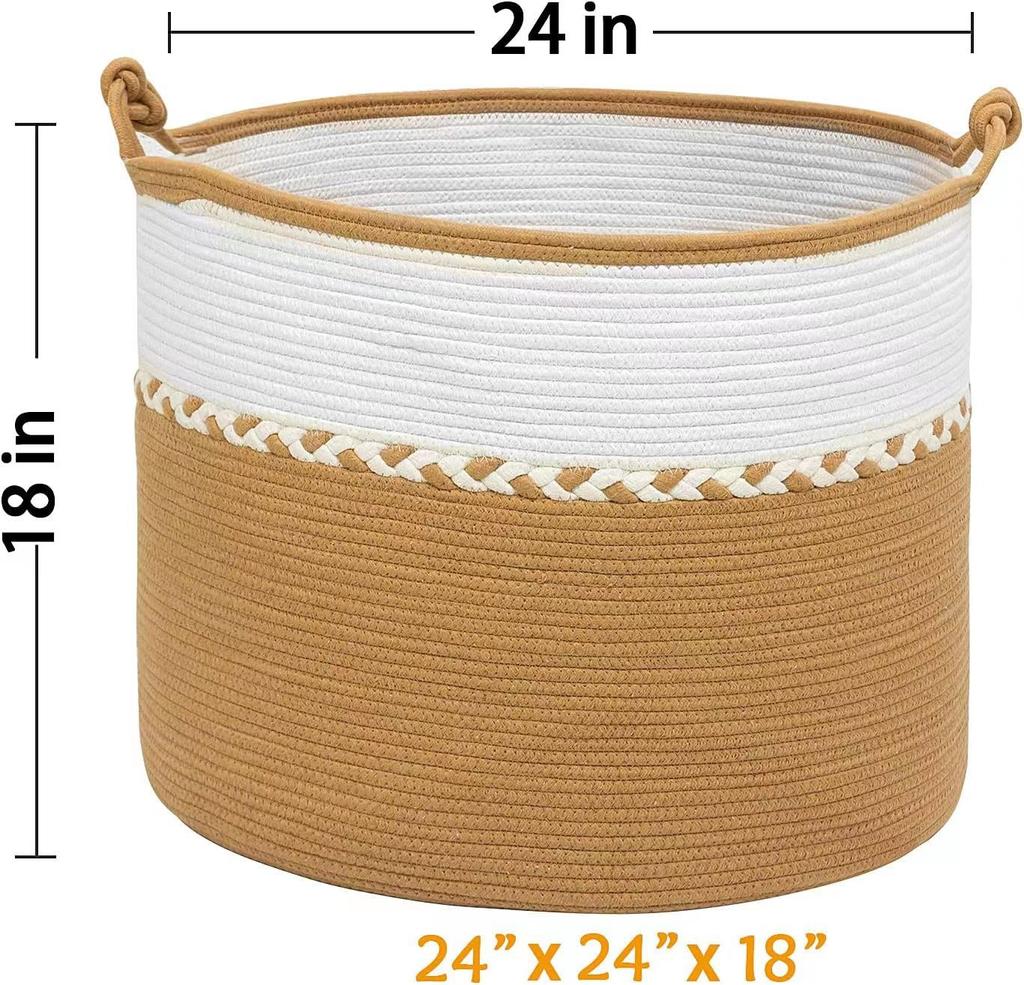 Large Cotton Rope Woven Basket, Laundry Basket, Toy Storage Basket, Storage Basket, Home Children's Storage Basket, Blanket Basket