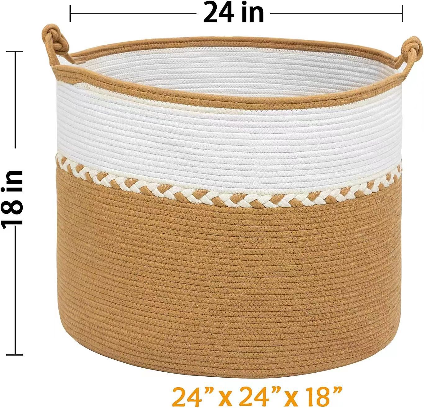 Большая корзина из хлопчатобумажной веревки, корзина для белья, корзина для хранения игрушек, корзина для хранения, домашняя детская корзина для хранения, корзина для одеяла 60*46cm