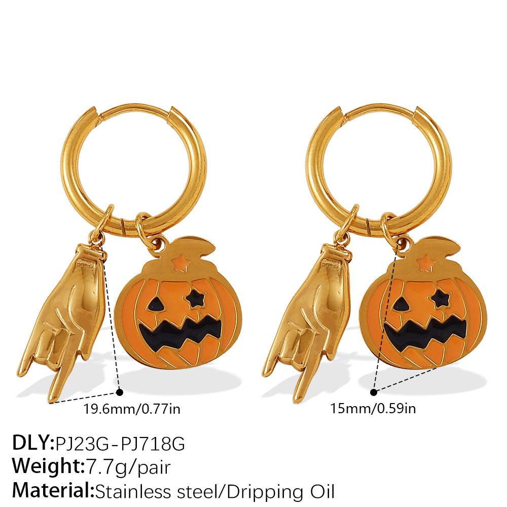 Modische Halloween-Serie Lustige DIY-Anhänger-Ohrringe Edelstahl Öl-Tropf Nischen-Ohrringe