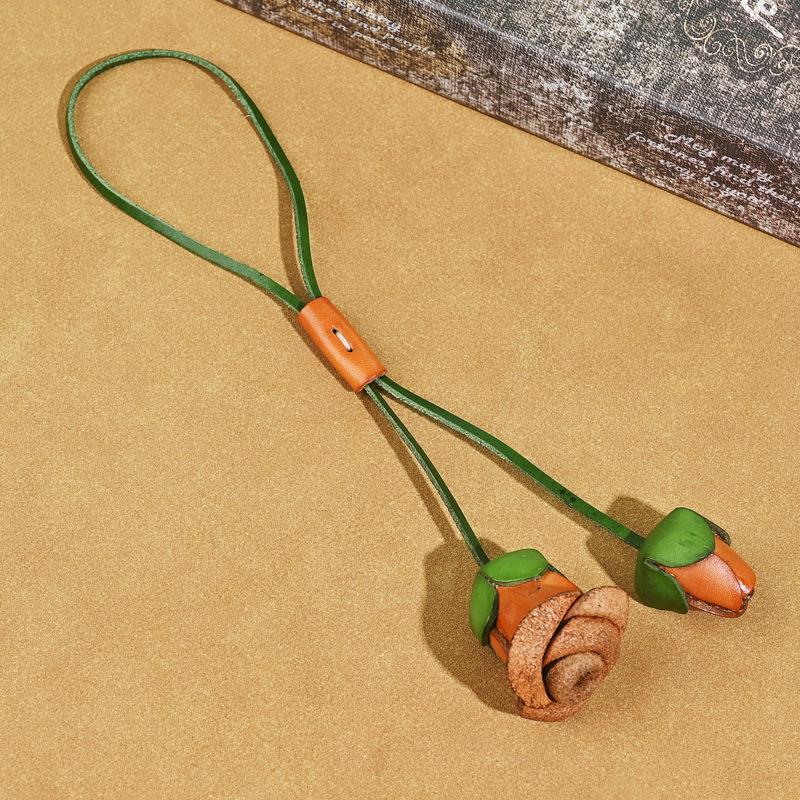 

Роскошный брелок для сумки из натуральной кожи с подвеской в виде розы жёлтый